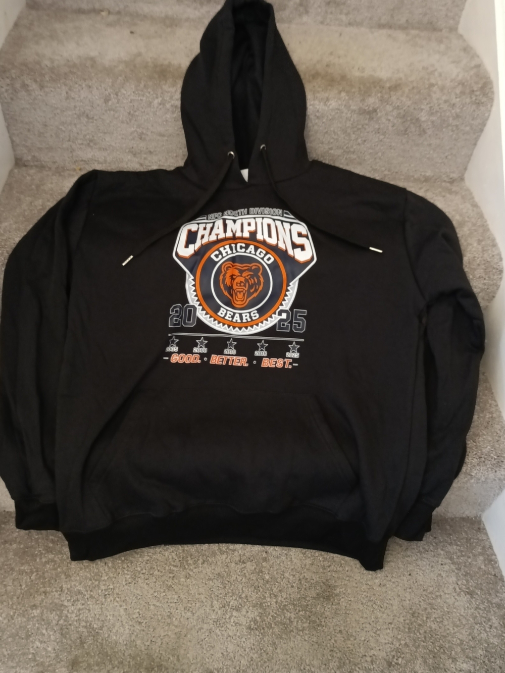NFL Chicago Bears Black & Orange Champions Pullover Hoodie New Small